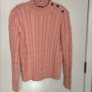 Land’s End Pink / Coral Cotton Cable Knit Sweater, size M